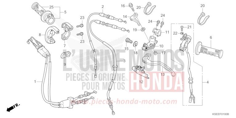 LEVIER DE GUIDON/COMMUTATEUR/CABLE de CRF150R "Grandes Roues" EXTREME RED (R292) 2013